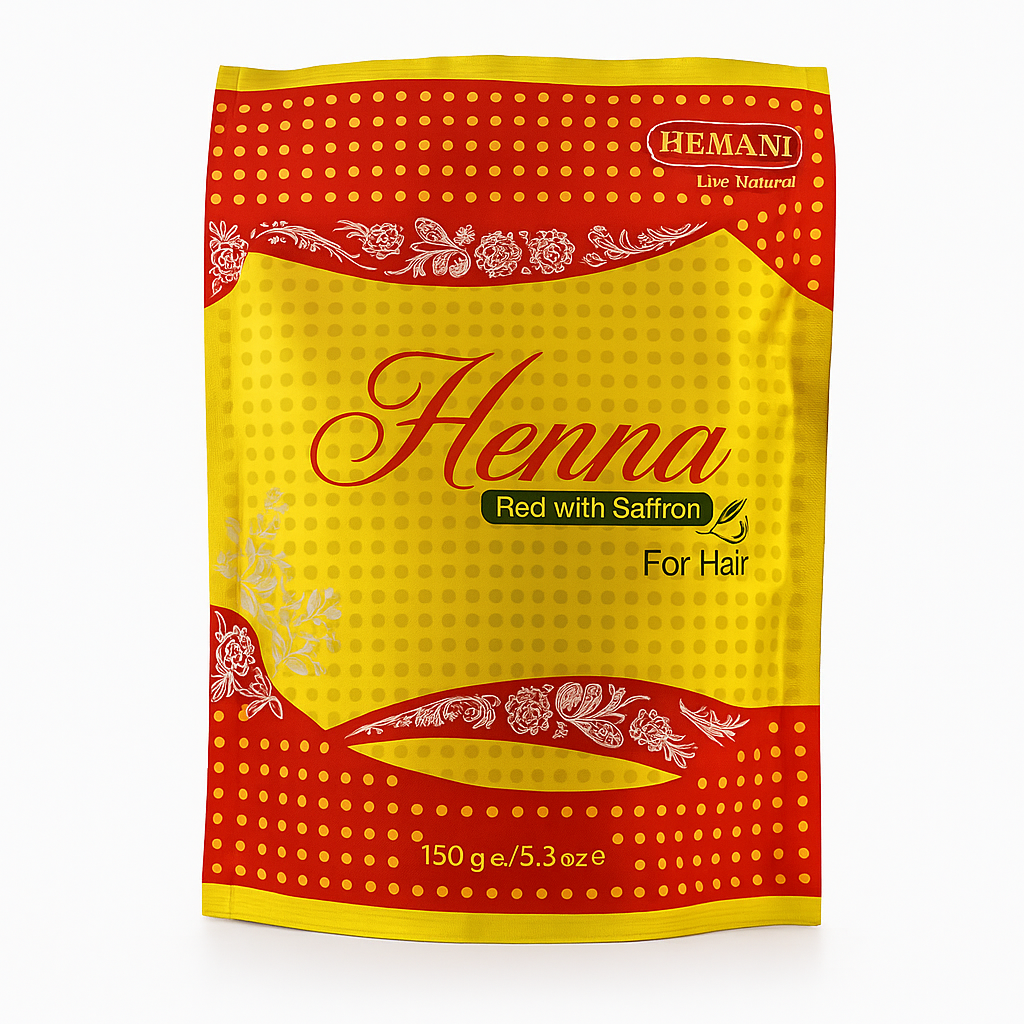 Henné Rouge en poudre au Safran – HEMANI– lot de 6