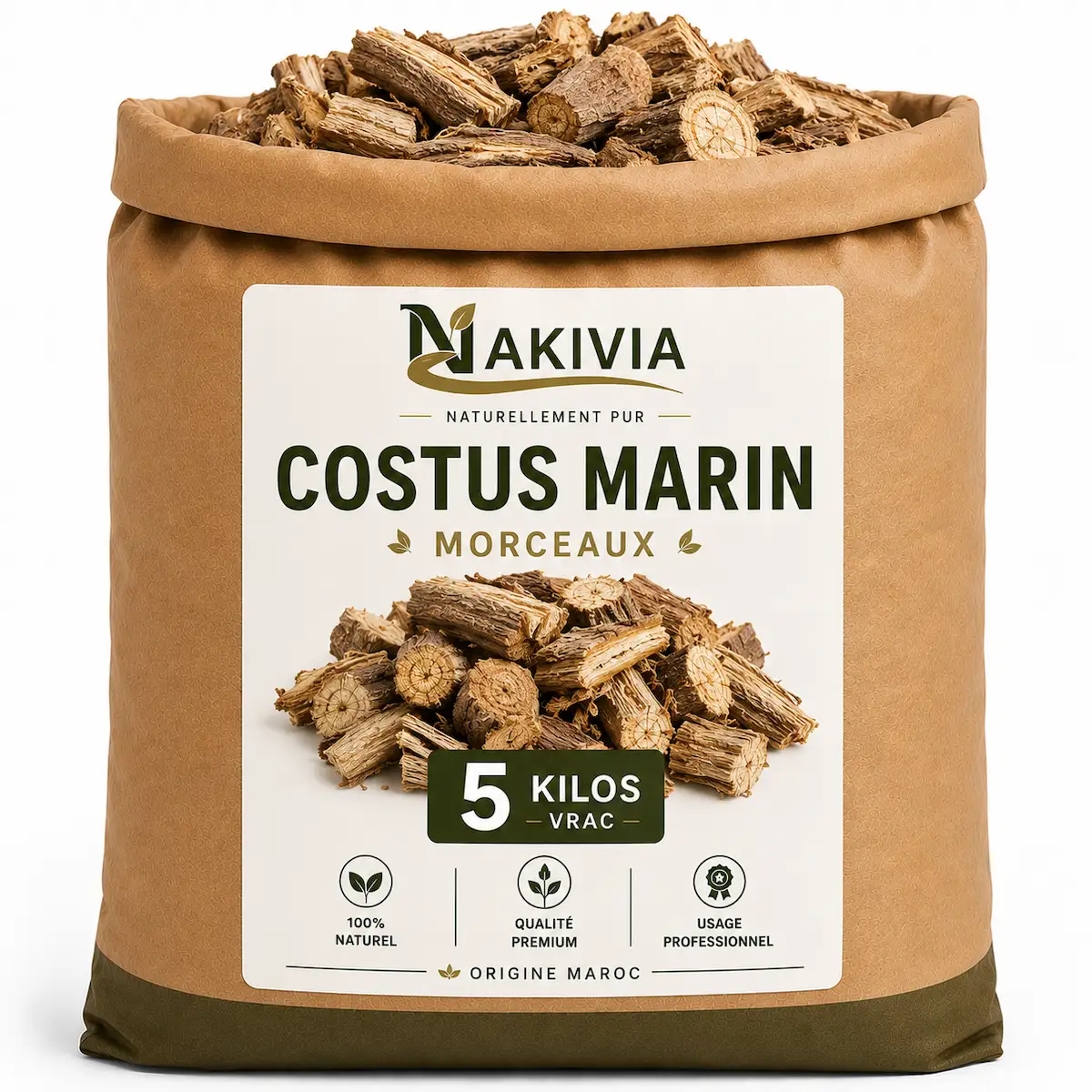 Costus Marin en Morceaux – 5 kg en vrac