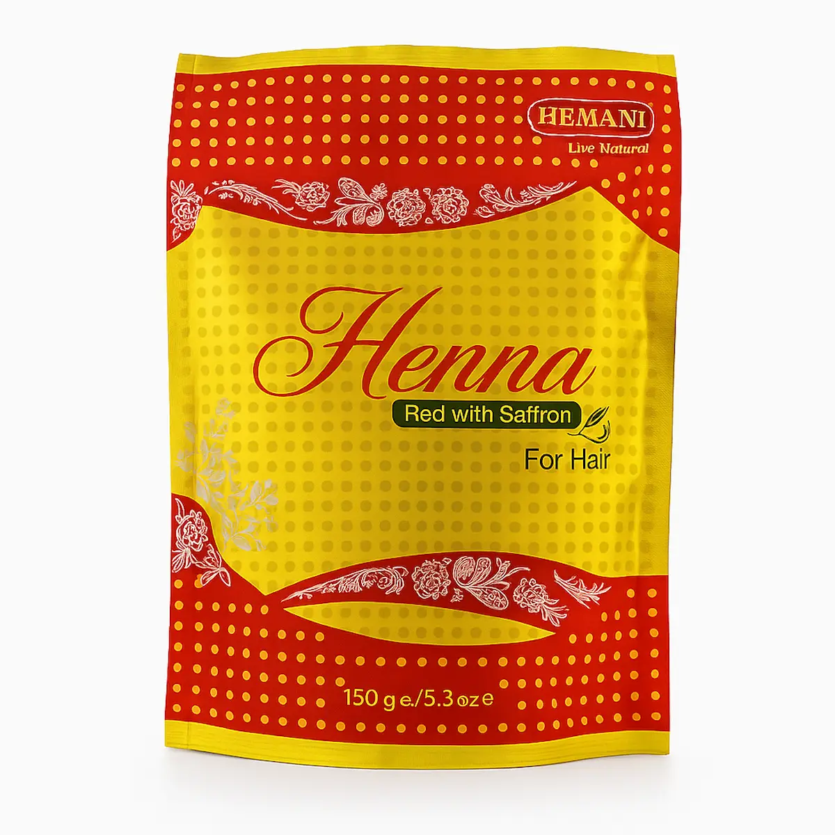 Henné Rouge en poudre au Safran – HEMANI– lot de 6