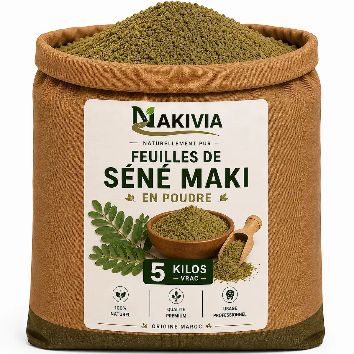 Feuilles de Séné Maki en Poudre – 5 kg en vrac